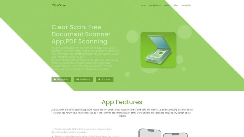 Homepage of Clear Scan