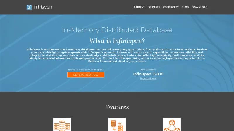 Homepage of Infinispan