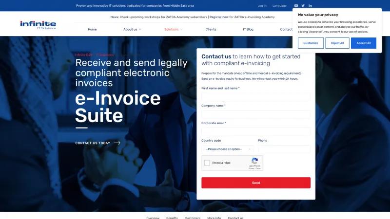 Homepage of Infinite E-invoice