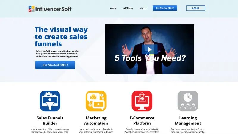 Homepage of InfluencerSoft