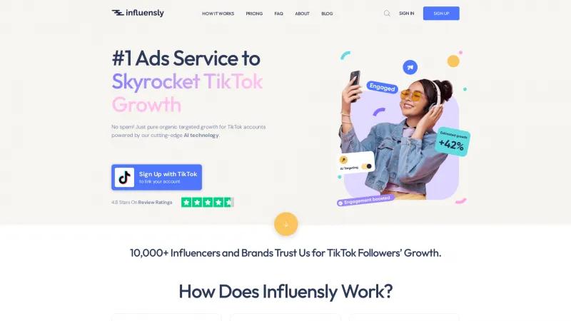 Homepage of Influensly