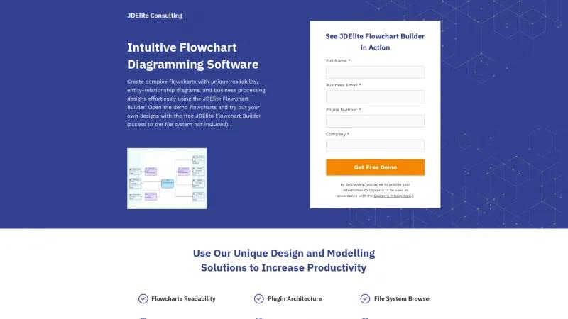 Homepage of JDElite Flowchart Builder