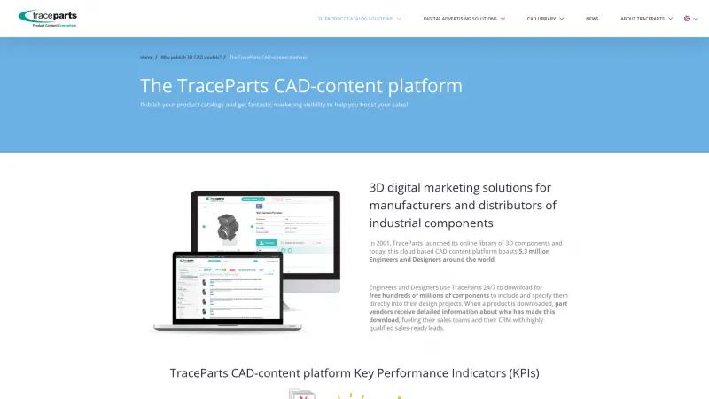 Homepage of TraceParts