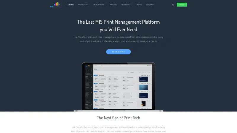 Homepage of Ink Cloud