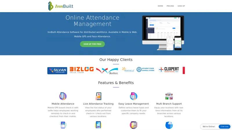 Homepage of InnBuilt Attendance