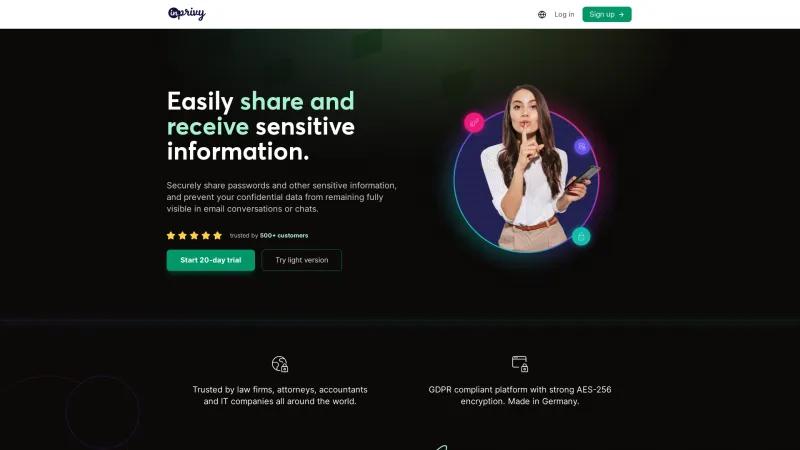 Homepage of InPrivy