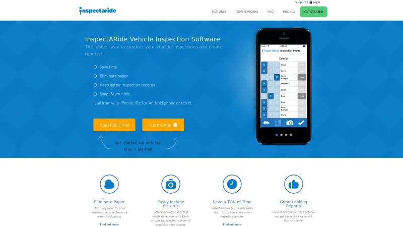 Homepage of InspectARide