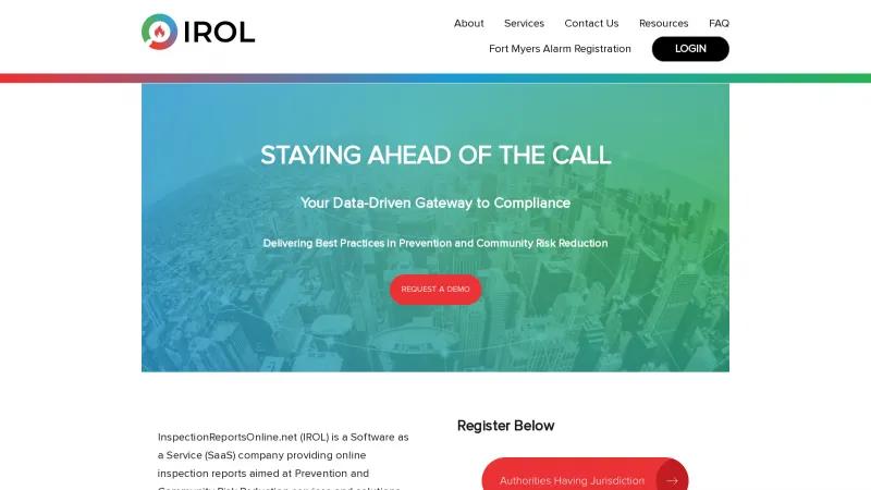 Homepage of Inspection Reports Online (IROL)