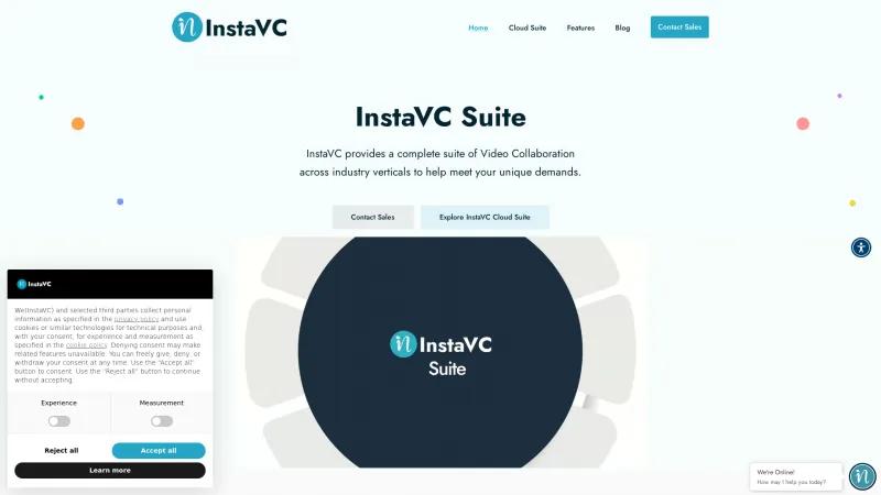 Homepage of InstaVC