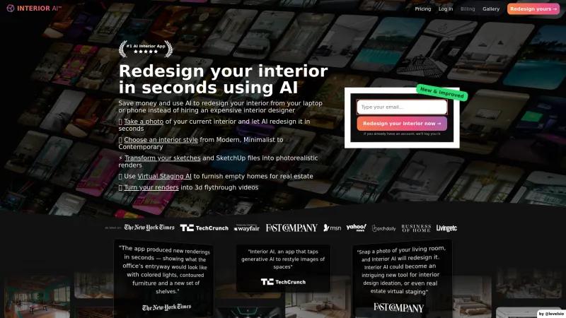 Homepage of Interior AI