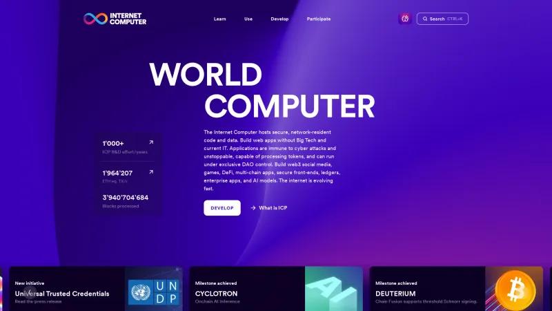 Homepage of Internet Computer