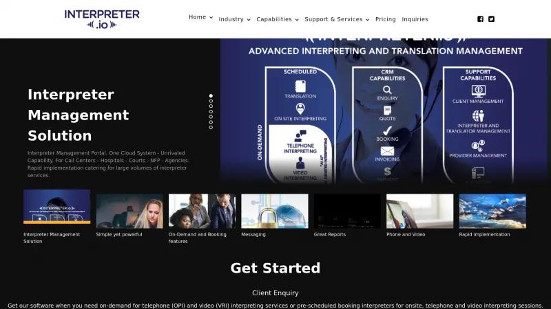 Homepage of Interpreter IO