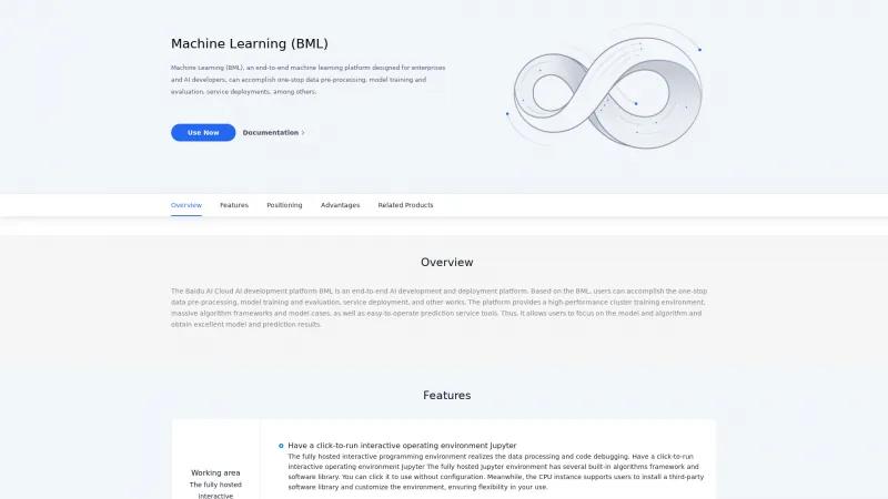 Homepage of Baidu AI Cloud Machine Learning (BML)