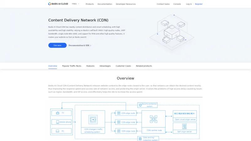 Homepage of Baidu AI Cloud CDN
