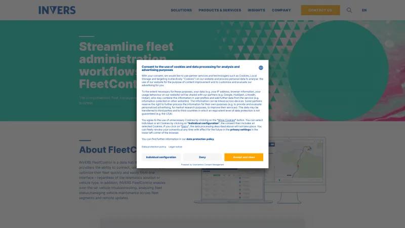 Homepage of INVERS FleetControl