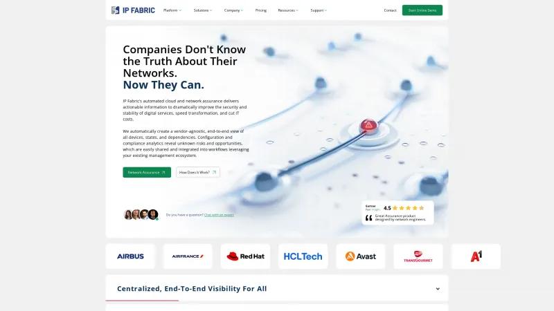 Homepage of IP Fabric