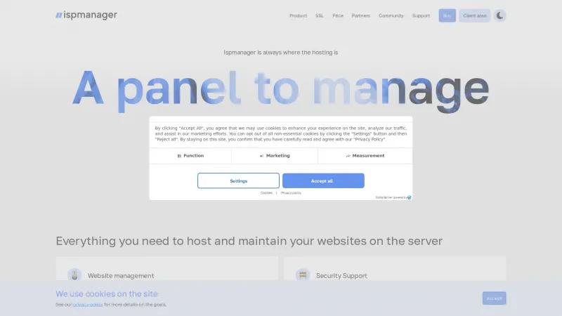 Homepage of ispmanager