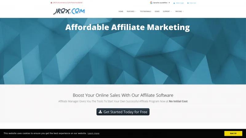 Homepage of Affiliate Manager