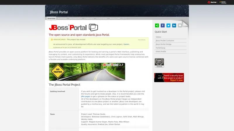 Homepage of JBoss Portal