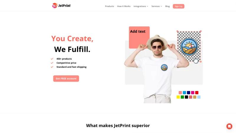 Homepage of JetPrint