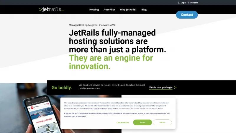 Homepage of JetRails