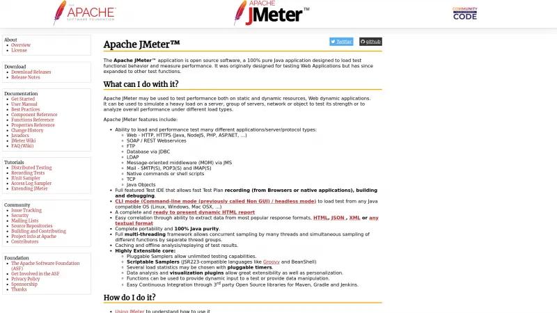 Homepage of JMeter