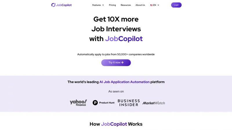 Homepage of JobCopilot