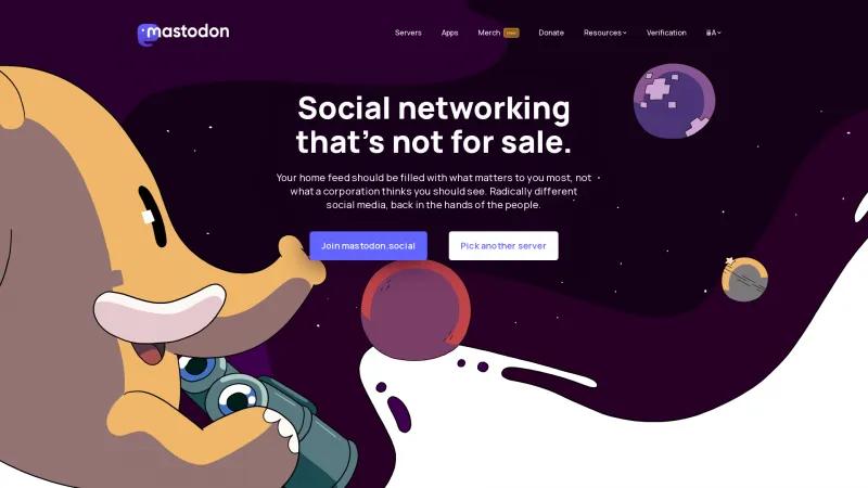 Homepage of Mastodon