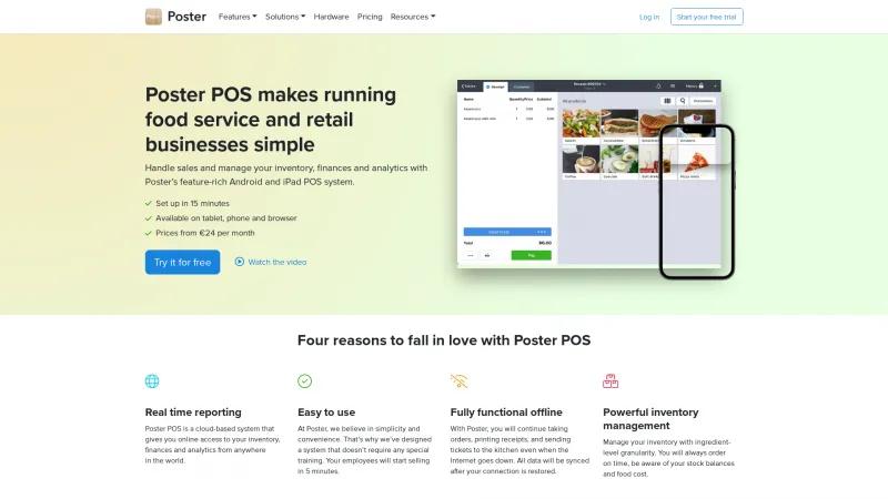 Homepage of Poster POS