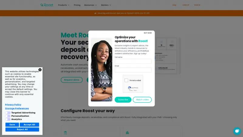 Homepage of Roost