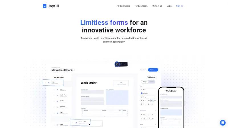 Homepage of Joyfill