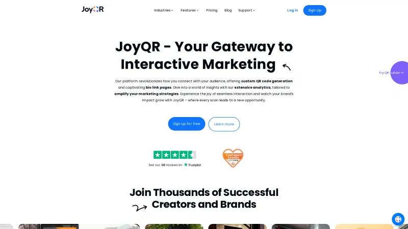 Homepage of JoyQR