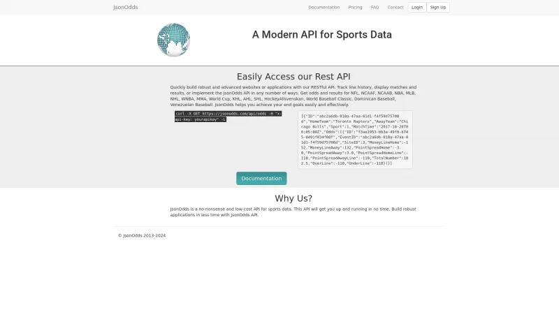 Homepage of JsonOdds