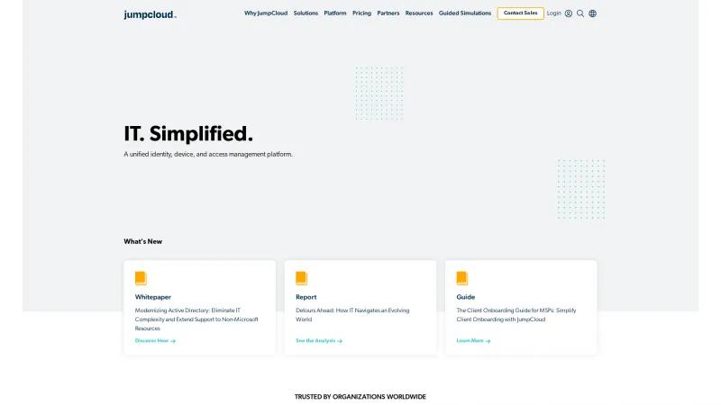 Homepage of JumpCloud