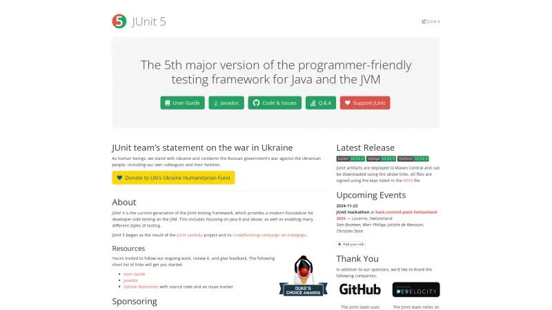 Homepage of JUnit