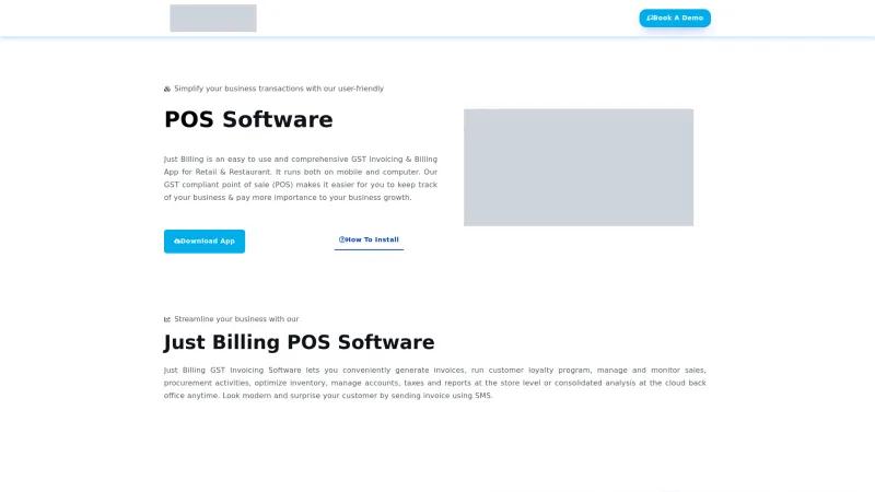 Homepage of JustBilling