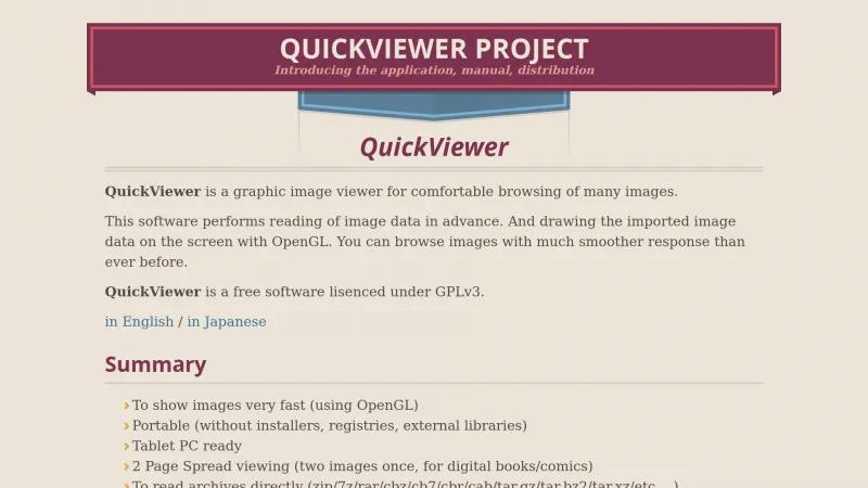 Homepage of QuickViewer