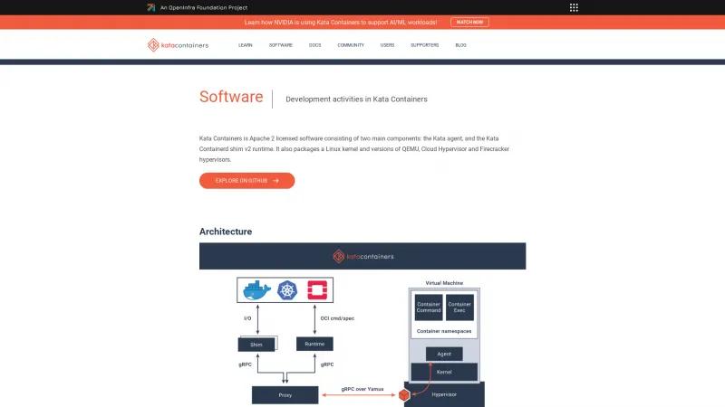 Homepage of Kata Containers