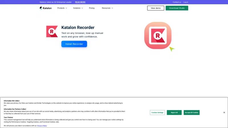 Homepage of Katalon Recorder