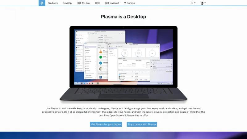 Homepage of KDE Plasma