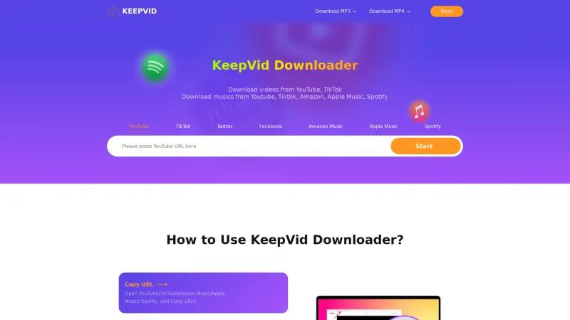 Homepage of KeepVid