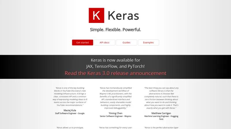 Homepage of Keras