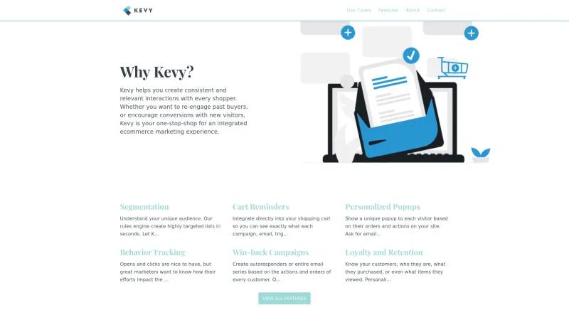 Homepage of Kevy