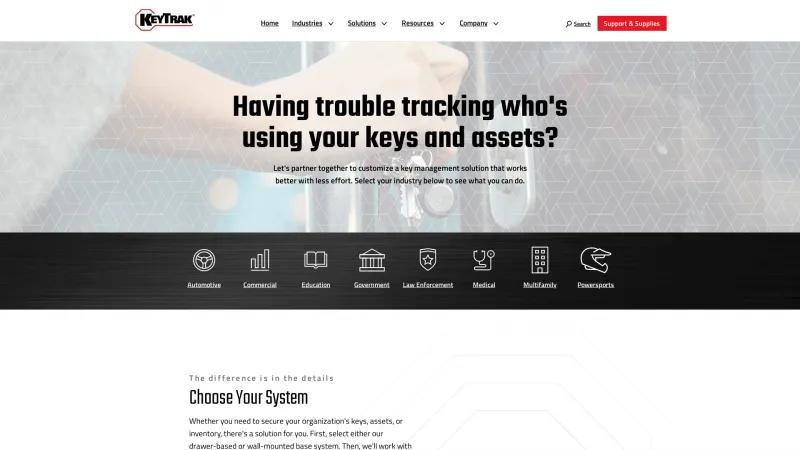 Homepage of KeyTrak