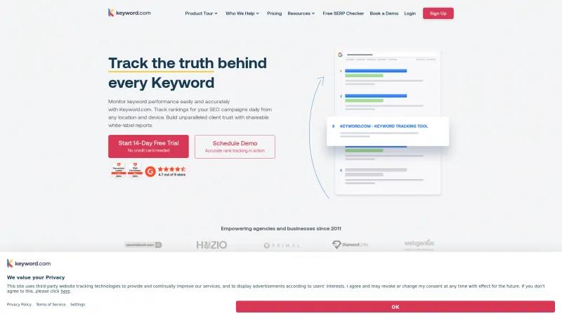 Homepage of Keyword.com