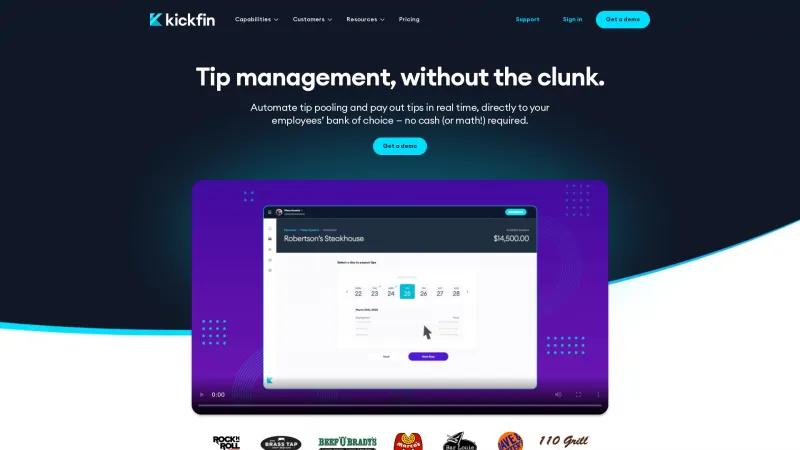 Homepage of Kickfin