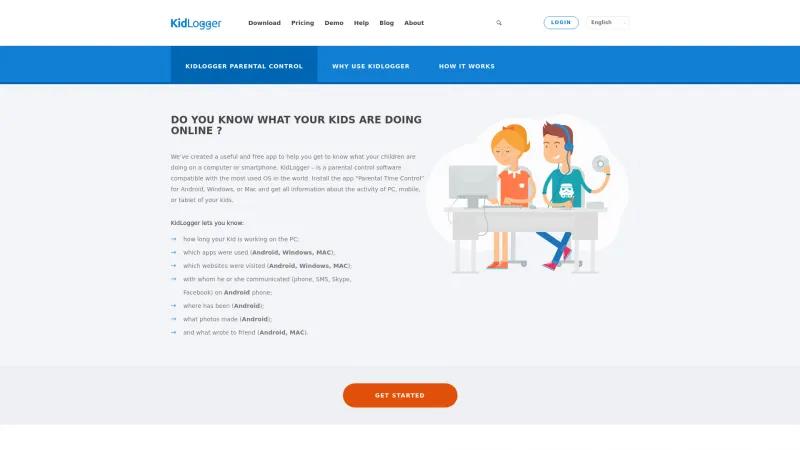 Homepage of KidLogger