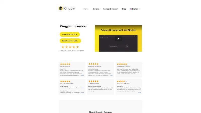 Homepage of Kingpin Browser