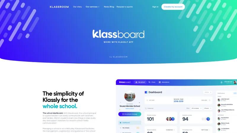 Homepage of Klassboard