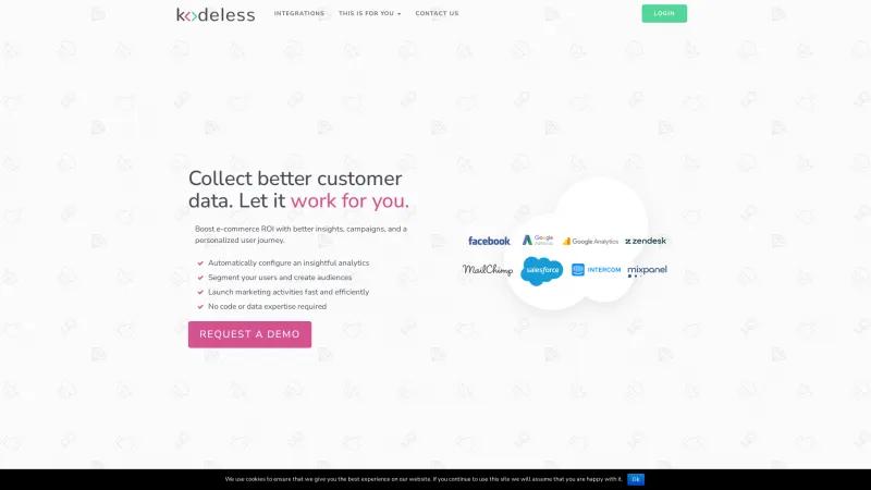 Revolutionize Your Marketing Strategy with Kodeless: Effortless Data Integration for Analytics and Campaign Management Homepage of Kodeless